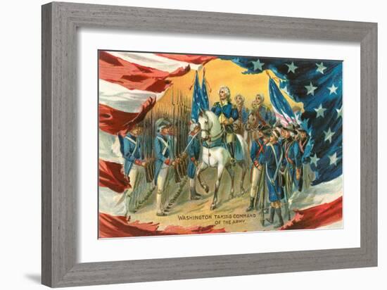 Washington Taking Command of the Army-null-Framed Premium Giclee Print