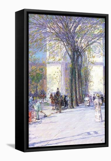 Washington Triumphal Arch in Spring-Childe Hassam-Framed Stretched Canvas