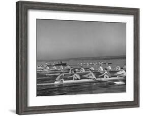 Washington Univ. Rowing Team Practicing on Lake Washington-J. R. Eyerman-Framed Photographic Print