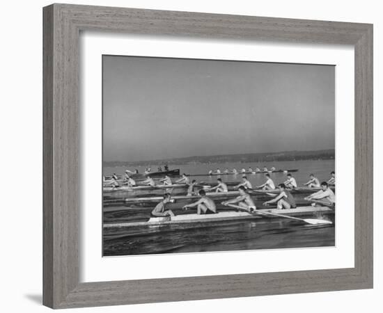 Washington Univ. Rowing Team Practicing on Lake Washington-J^ R^ Eyerman-Framed Photographic Print