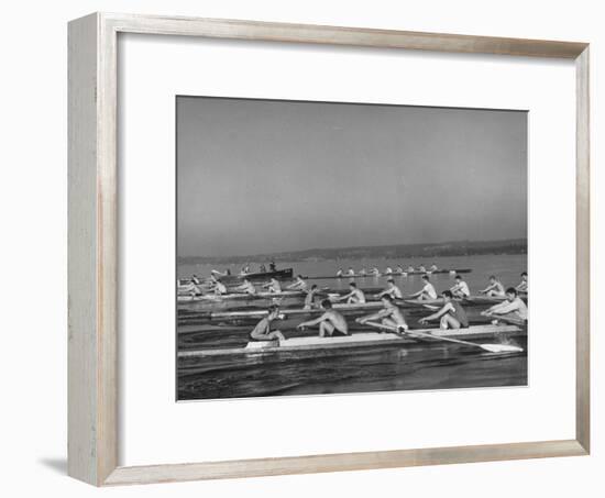 Washington Univ. Rowing Team Practicing on Lake Washington-J^ R^ Eyerman-Framed Photographic Print