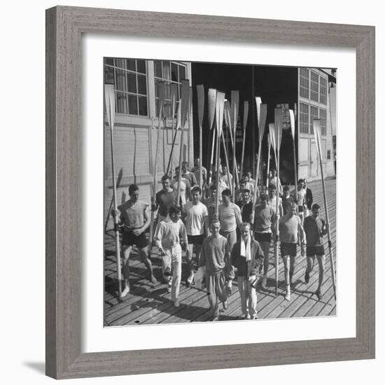 Washington Univ. Rowing Team Showing Up for Practice-J^ R^ Eyerman-Framed Photographic Print