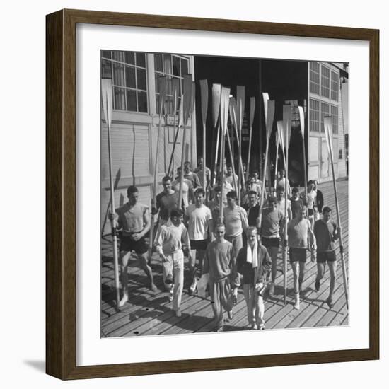 Washington Univ. Rowing Team Showing Up for Practice-J^ R^ Eyerman-Framed Photographic Print