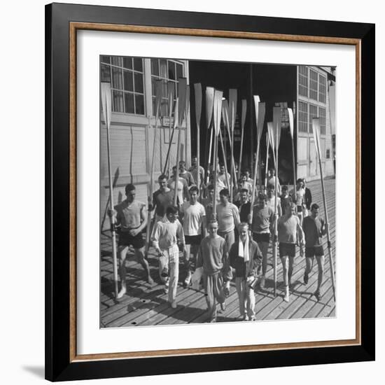 Washington Univ. Rowing Team Showing Up for Practice-J^ R^ Eyerman-Framed Photographic Print