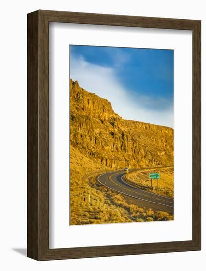 Washington, Vantage Car on Road Through Columbia River Basalt Group-Richard Duval-Framed Photographic Print