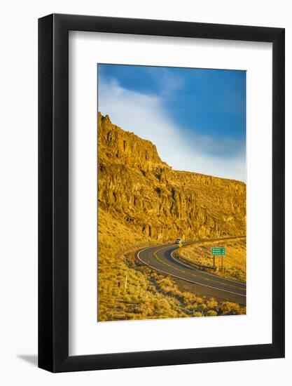 Washington, Vantage Car on Road Through Columbia River Basalt Group-Richard Duval-Framed Photographic Print