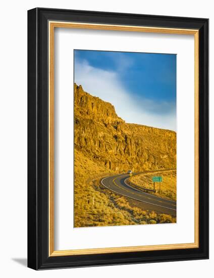 Washington, Vantage Car on Road Through Columbia River Basalt Group-Richard Duval-Framed Photographic Print