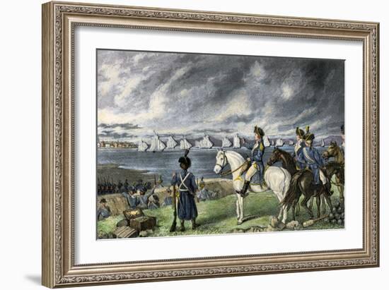 Washington Watching Evacuation of British Troops From Boston, 1776-null-Framed Giclee Print