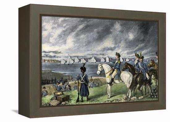 Washington Watching Evacuation of British Troops From Boston, 1776-null-Framed Premier Image Canvas