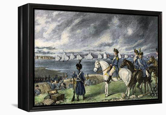 Washington Watching Evacuation of British Troops From Boston, 1776-null-Framed Premier Image Canvas