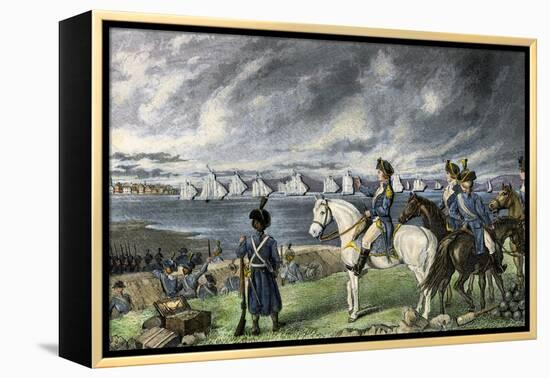 Washington Watching Evacuation of British Troops From Boston, 1776-null-Framed Premier Image Canvas