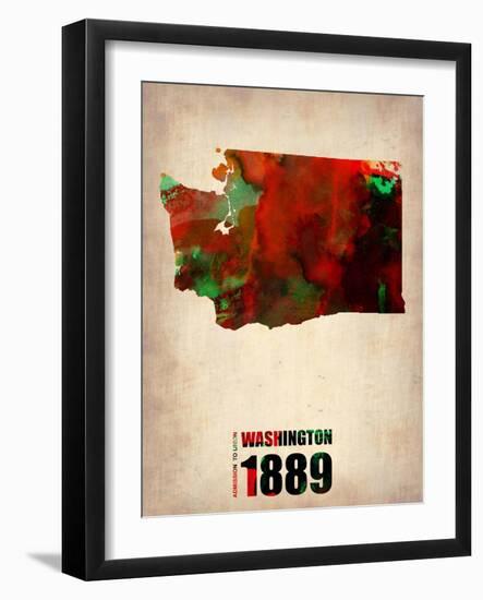 Washington Watercolor Map-NaxArt-Framed Art Print