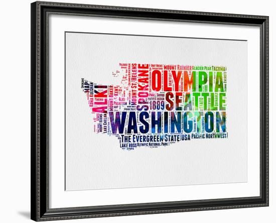 Washington Watercolor Word Cloud-NaxArt-Framed Art Print