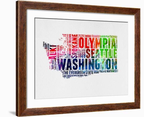 Washington Watercolor Word Cloud-NaxArt-Framed Art Print