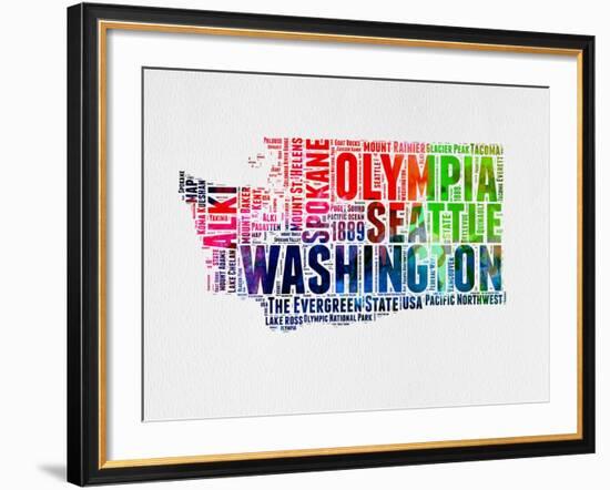 Washington Watercolor Word Cloud-NaxArt-Framed Art Print