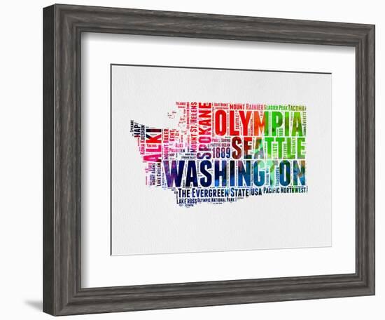 Washington Watercolor Word Cloud-NaxArt-Framed Art Print