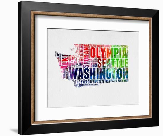 Washington Watercolor Word Cloud-NaxArt-Framed Art Print