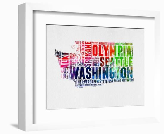 Washington Watercolor Word Cloud-NaxArt-Framed Art Print