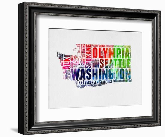 Washington Watercolor Word Cloud-NaxArt-Framed Art Print