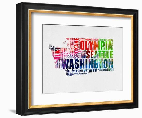 Washington Watercolor Word Cloud-NaxArt-Framed Art Print