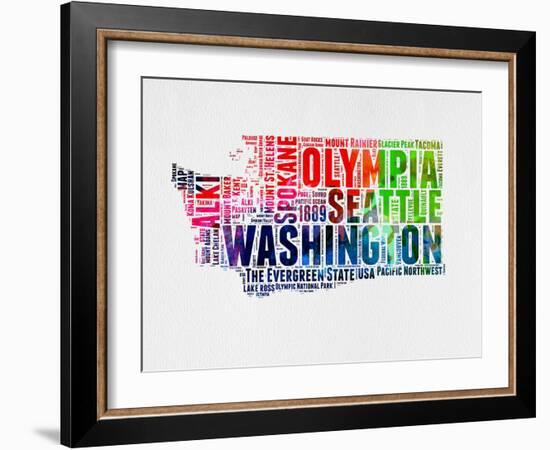 Washington Watercolor Word Cloud-NaxArt-Framed Art Print