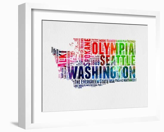 Washington Watercolor Word Cloud-NaxArt-Framed Art Print