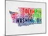 Washington Watercolor Word Cloud-NaxArt-Mounted Art Print