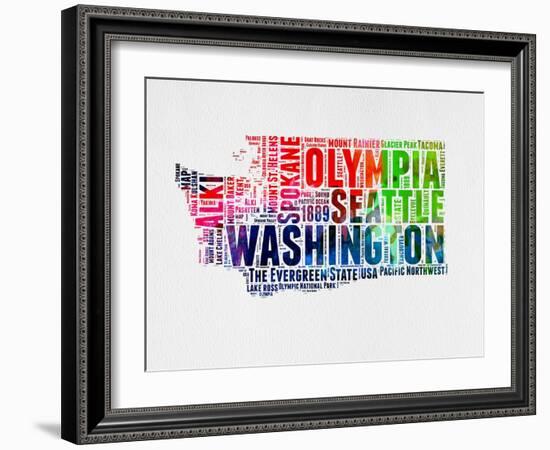 Washington Watercolor Word Cloud-NaxArt-Framed Art Print