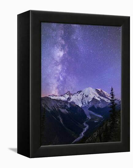 Washington, White River Valley Looking Toward Mt. Rainier on a Starlit Night with the Milky Way-Gary Luhm-Framed Premier Image Canvas