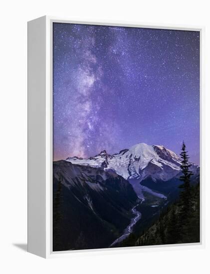 Washington, White River Valley Looking Toward Mt. Rainier on a Starlit Night with the Milky Way-Gary Luhm-Framed Premier Image Canvas