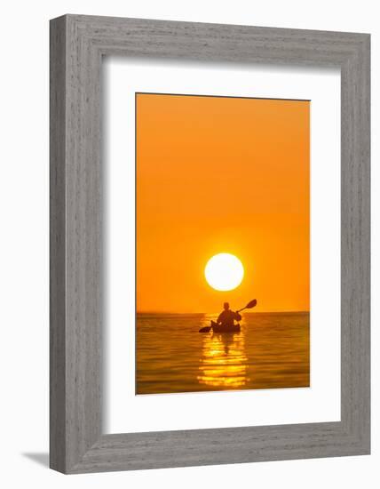 Washington, Woman Sea Kayaker Paddles on Puget Sound Near Deception Pass Bridge-Gary Luhm-Framed Photographic Print