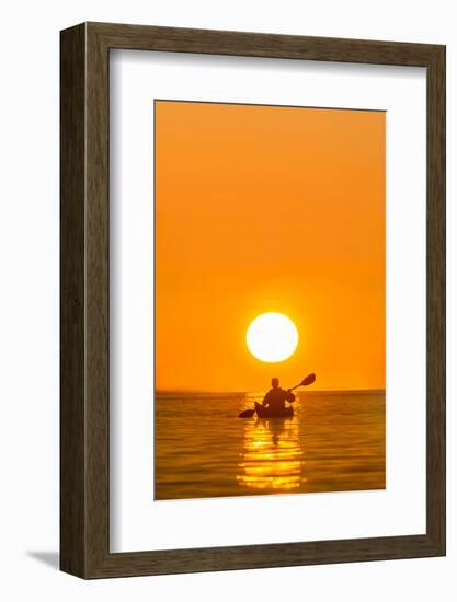 Washington, Woman Sea Kayaker Paddles on Puget Sound Near Deception Pass Bridge-Gary Luhm-Framed Photographic Print