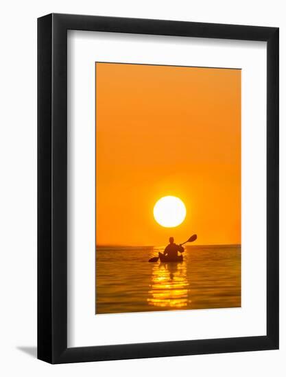 Washington, Woman Sea Kayaker Paddles on Puget Sound Near Deception Pass Bridge-Gary Luhm-Framed Photographic Print