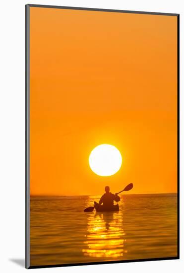 Washington, Woman Sea Kayaker Paddles on Puget Sound Near Deception Pass Bridge-Gary Luhm-Mounted Photographic Print