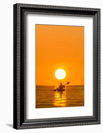 Washington, Woman Sea Kayaker Paddles on Puget Sound Near Deception Pass Bridge-Gary Luhm-Framed Photographic Print