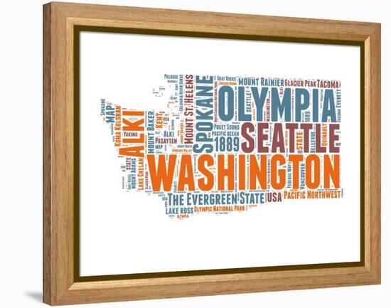 Washington Word Cloud Map-NaxArt-Framed Stretched Canvas