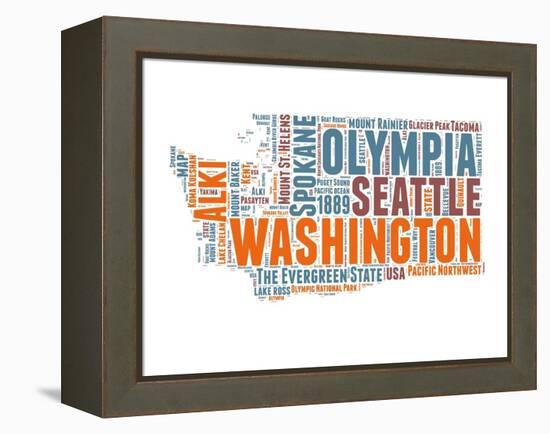 Washington Word Cloud Map-NaxArt-Framed Stretched Canvas