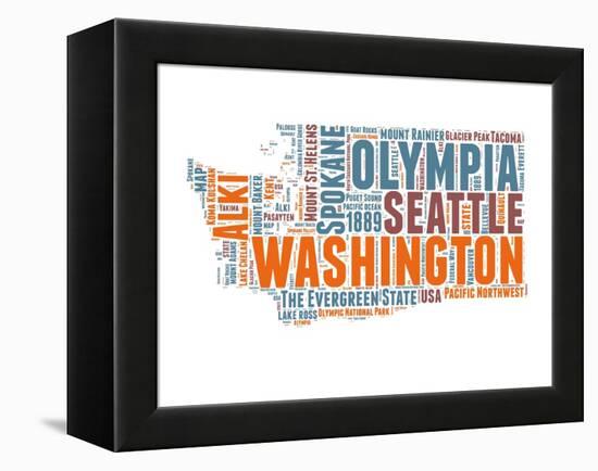 Washington Word Cloud Map-NaxArt-Framed Stretched Canvas