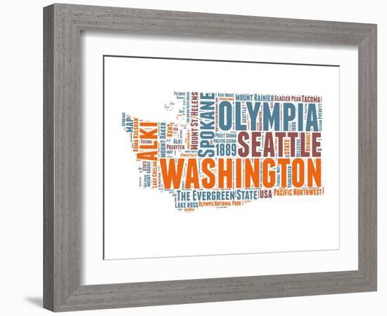 Washington Word Cloud Map-NaxArt-Framed Art Print