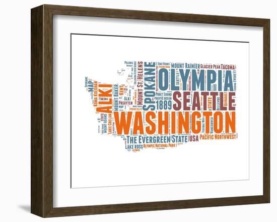 Washington Word Cloud Map-NaxArt-Framed Art Print