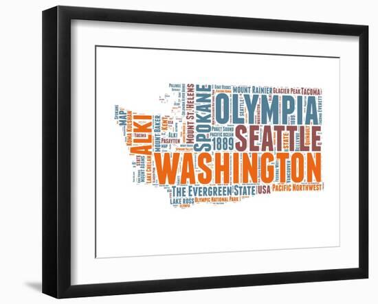 Washington Word Cloud Map-NaxArt-Framed Art Print