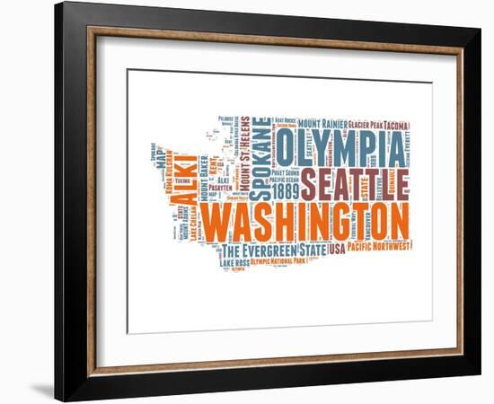 Washington Word Cloud Map-NaxArt-Framed Art Print