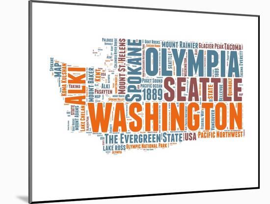 Washington Word Cloud Map-NaxArt-Mounted Art Print