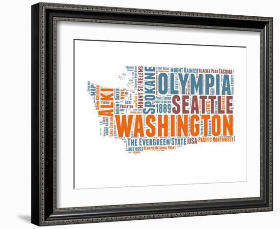 Washington Word Cloud Map-NaxArt-Framed Art Print