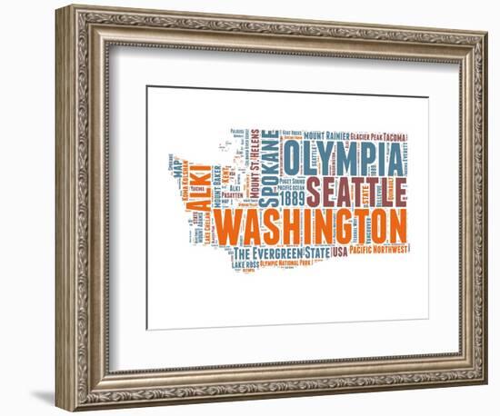 Washington Word Cloud Map-NaxArt-Framed Art Print