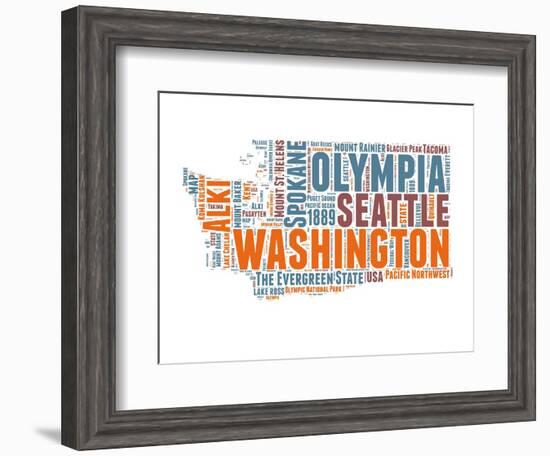 Washington Word Cloud Map-NaxArt-Framed Art Print