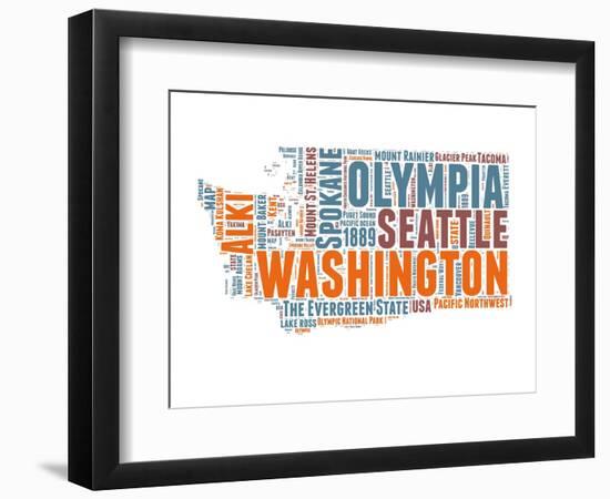 Washington Word Cloud Map-NaxArt-Framed Art Print