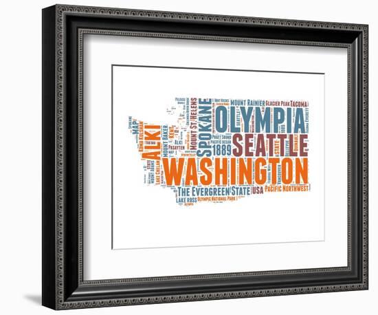 Washington Word Cloud Map-NaxArt-Framed Art Print