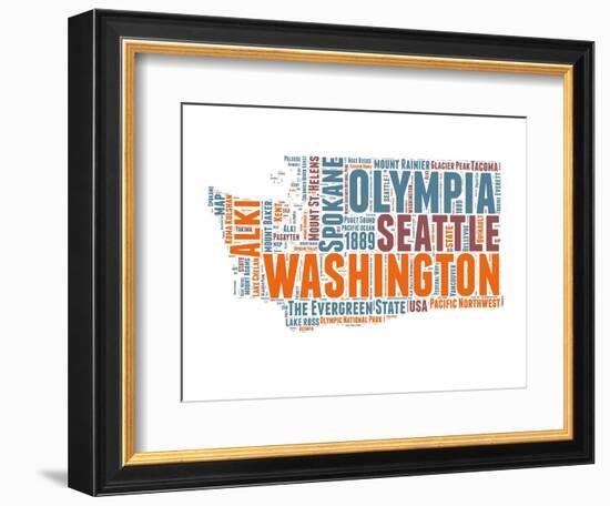 Washington Word Cloud Map-NaxArt-Framed Art Print