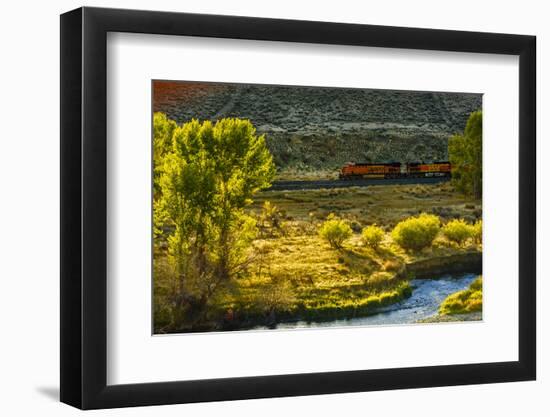 Washington, Yakima. a Train Runs Through the Yakima River Canyon-Richard Duval-Framed Photographic Print